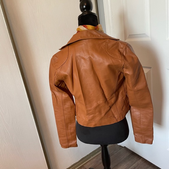 Brown Faux Leather Jacket Small - Picture 2 of 9